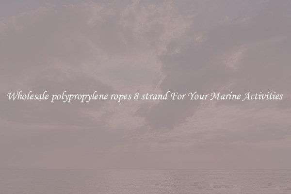 Wholesale polypropylene ropes 8 strand For Your Marine Activities 